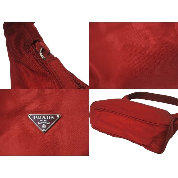 Prada Hobo Handbag One Shoulder Nylon Red - Picture 7 of 9